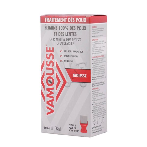 Vamousse mousse traitement des poux 160 ml